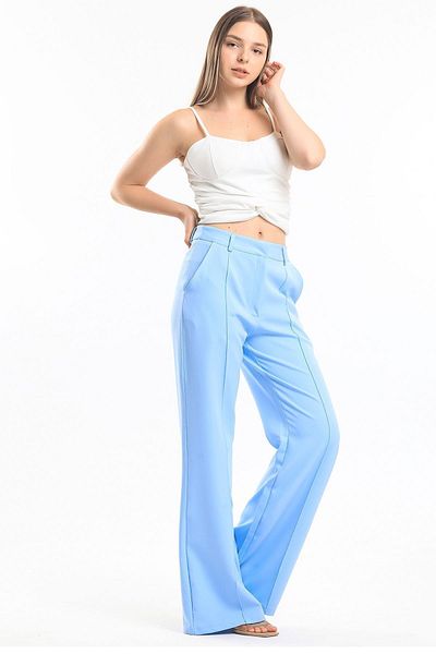 Sense Pantaloni largi din țesătură Hürrem cu cusături ornamentale |   Pnt34239 Albastru