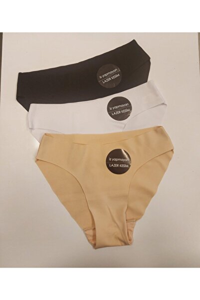 jilly jo Chiloți de damă fără cusături tăiați cu laser bej - Pachet de 3