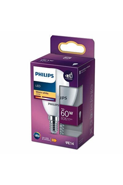 Philips Led Ampul 60w E14 Ince Duylu Sarı Işık