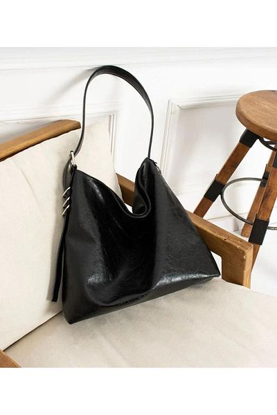 Mercan Stores Women's Black Vintage Leather Large Luxury 100% Equivalent Women's Shoulder and Shoulder Bag, Laptop Bag