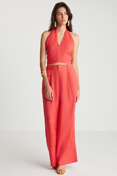 boneqa barcelona Linen Red Trousers