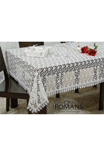 Romans Masa Örtüsü Güpür 140x180 Krem oval