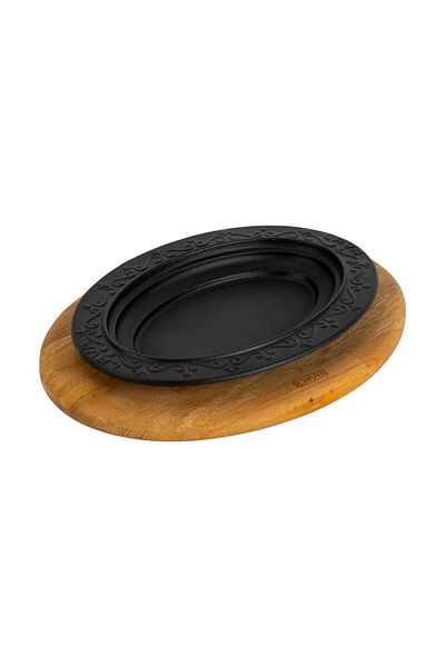 Lava Cast Oval Döner, Kebab Plate Beech Serving WoodSize 32x23cm