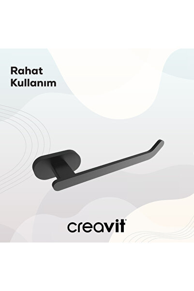 Creavit Planet Tekli Tuvalet Kağıtlığı Mat Siyah