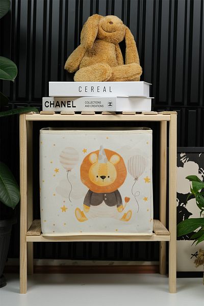 PRENDİ HOME Cute Toy Organizer με στάμπα αρκουδάκι - Ντουλάπι χωρίς πόρτα, κουτί αποθήκευσης 30x30x30