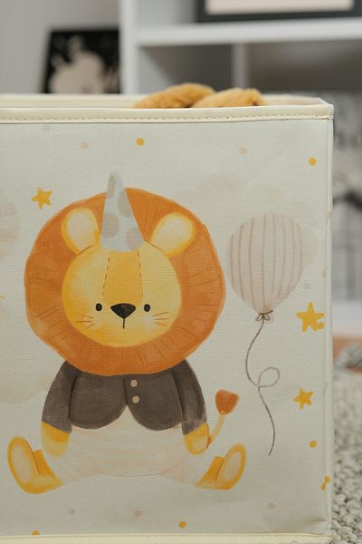 PRENDİ HOME Cute Toy Organizer με στάμπα αρκουδάκι - Ντουλάπι χωρίς πόρτα, κουτί αποθήκευσης 30x30x30