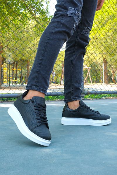 Riccon 3D Printed Men's Black Sneakers
