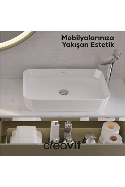 Creavit Loop Dikdörtgen Çanak Lavabo 40x60cm Beyaz