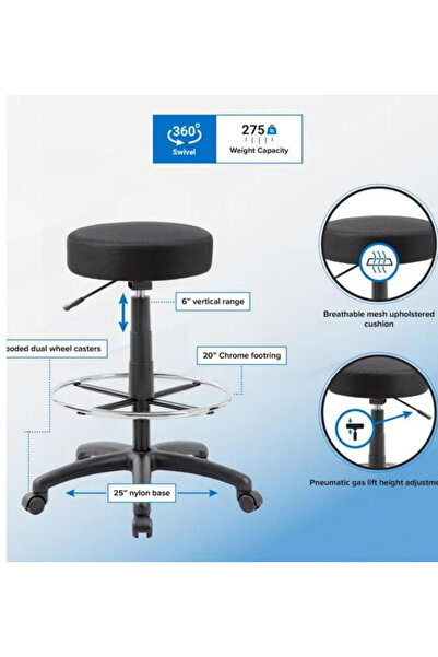 Dopa Parton Ayaklıklı Tekerlekli  Yüksek Tabure