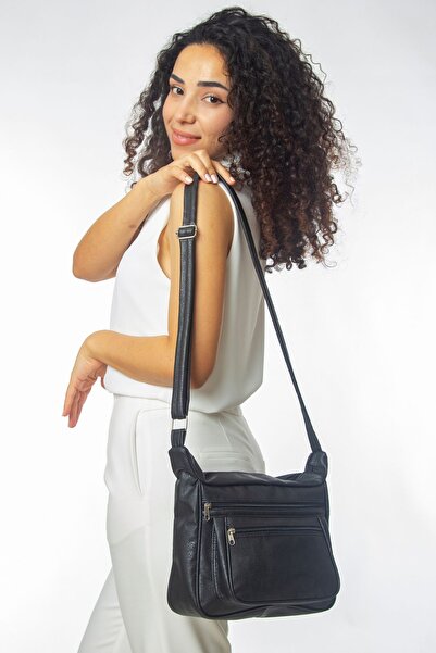 Nehir women bag kadın siyah dört gözlü iç kısmında gizli fermuarlı bölmeli ko...