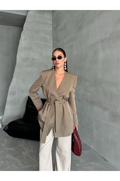 Laluvia Khaki Elegant - Stylová bunda s páskem