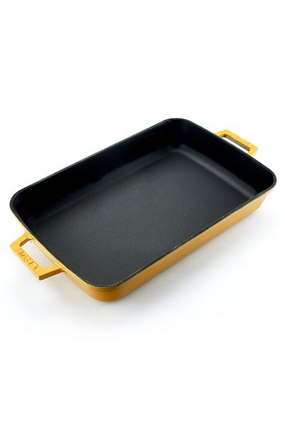 Lava Cast Rectangular Rosto and Oven Tray Cast Iron Solid Double Handle Spring Series Size 26x4