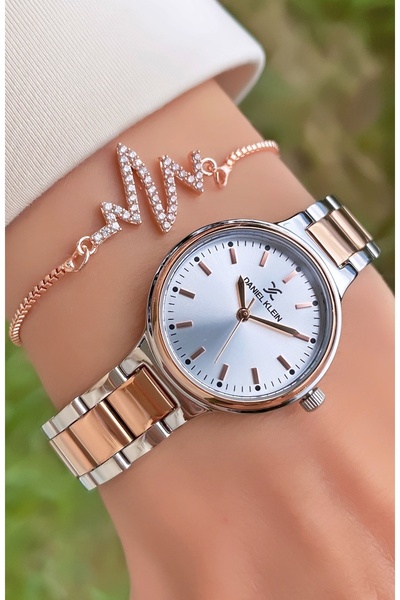 Daniel Klein Rose Gümüş Renk Su Geçirmez 2 Yıl Garantili Kadın Kol Saati - Bileklik Dkl00851.1.065