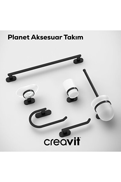 Creavit Planet Tekli Tuvalet Kağıtlığı Mat Siyah