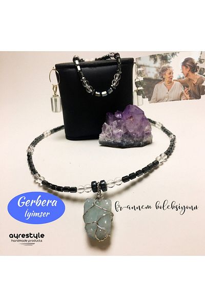 ayrestyle مجموعة مجوهرات جربر| مجموعة كريستال كوارتز هيماتيت أكوامارين وقلادة وأقراط وسوار6140341