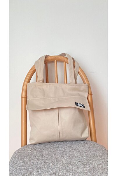 Niora Kanvas Çanta Cep Detaylı