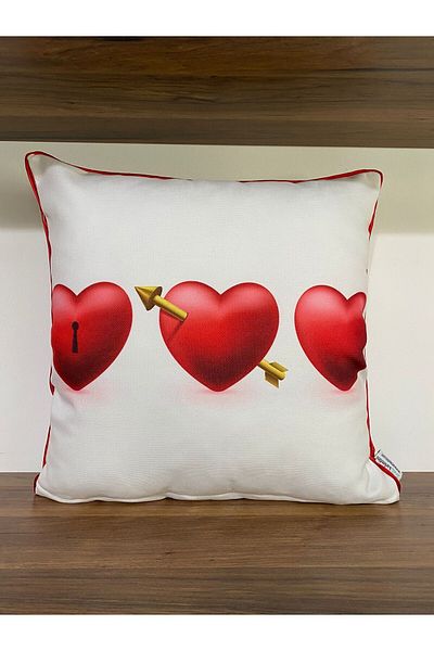 KIRLENTİM H 108586   - Digital Printed and Double Sided Patterned Piping Edge Throw Pillow Cover