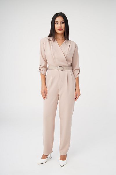 Hipo Trend Beige Casual Belted Jumpsuit