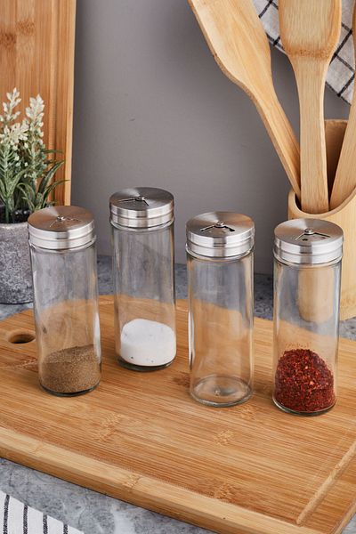 Perotti Simplico Glass 13672 - Set of 4 Pepper Shakers and Spices Salt Shakers 180 ml