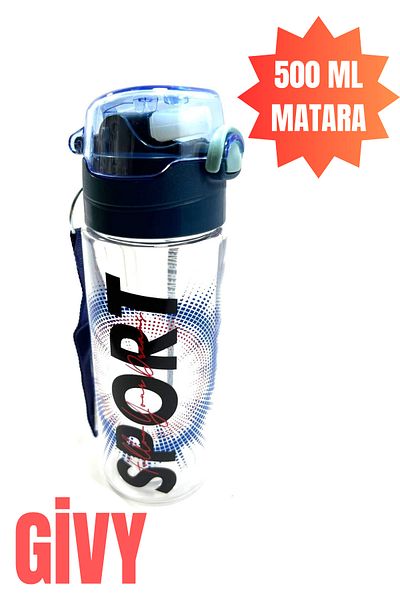GİVY 500 ml Meticulous Rio Patterned Blue Water Bottle