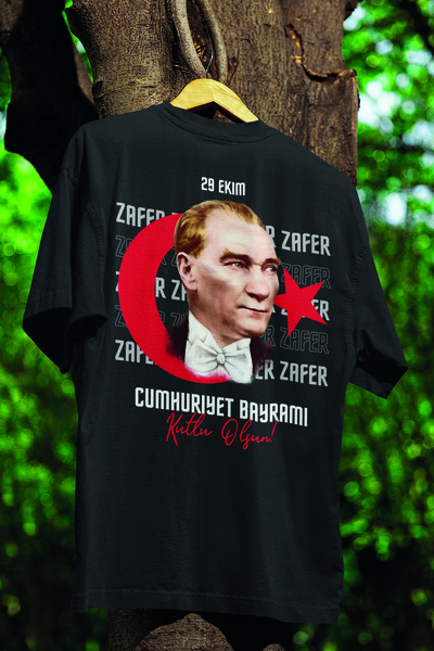 MYADA Tricou supradimensionat scris Ataturk și victoria - 29 octombrie 22546