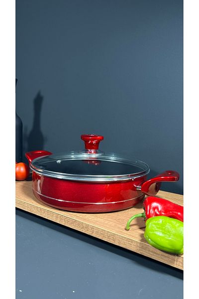 BENA LİFE Red Ceramic Basic Cookware Set