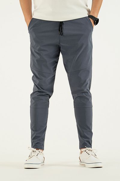 REYNARD Pantaloni de jogger slimfit slimfit pentru bărbați, gri, cu buzunare laterale, cu talie elastică și glezne cu șireturi