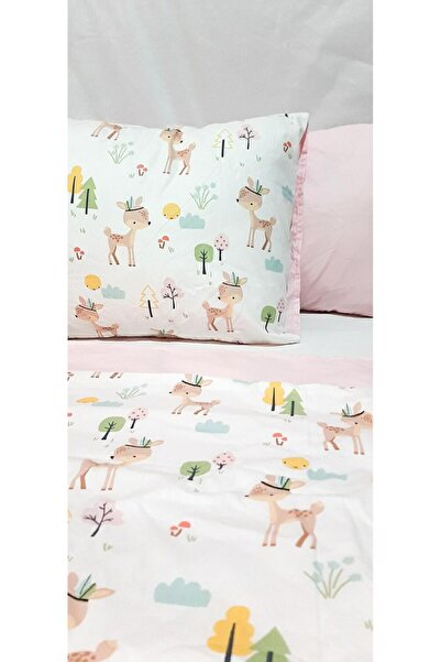 Park beşik 80x120cm bebek nevresim takımı ceylan desenli %100 pamuk
