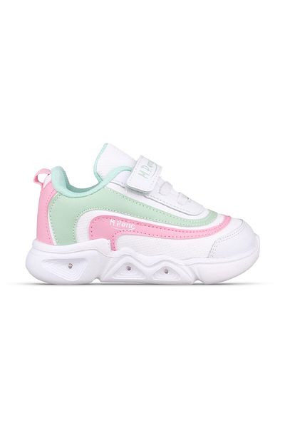 MP ONE Tenis cu velcro alb-verde pentru fete