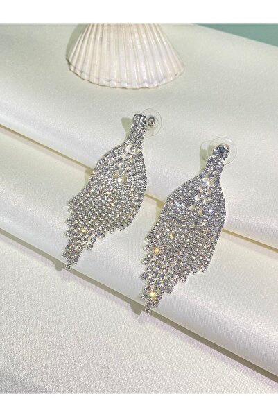 Furtek Aksesuar Kadın Santoria Model Sallantılı Taşlı Kombin Abiye Küpe Trend Balo Günlük Nişan Düğün