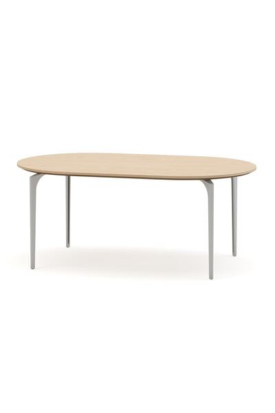 Bürotime Arte Sehpa, Gri Metal, Ahşap Kaplama & Kireçli Meşe