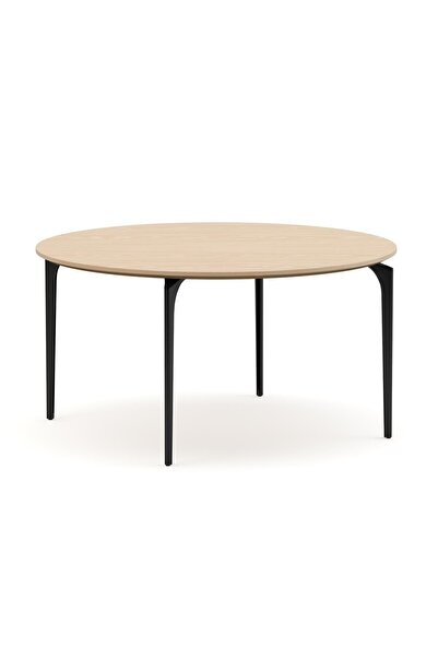 Bürotime Arte Sehpa, Siyah Metal, Ahşap Kaplama & Kireçli Meşe