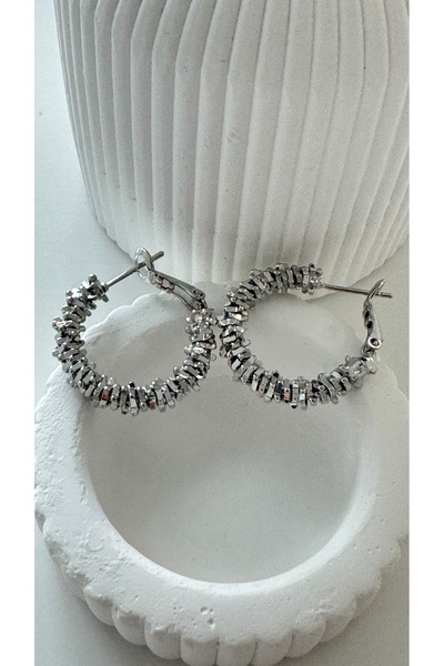 Vi store Çelik Silver Tırtıklı Küpe