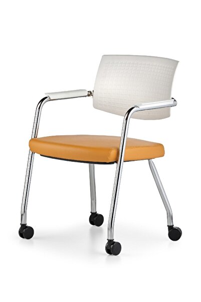 Bürotime Point 4 Tekerli Çalışma Koltuğu Hardal/beyaz