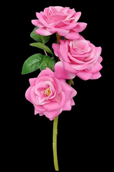 MD Aspiz Flowers 1 Adet Yapay Lüx Tekli 3 Başlı Gül Kadife __ Demeti Sarmaşık Ağacı Çiçeği Sevgiliye Hediye Saksısız