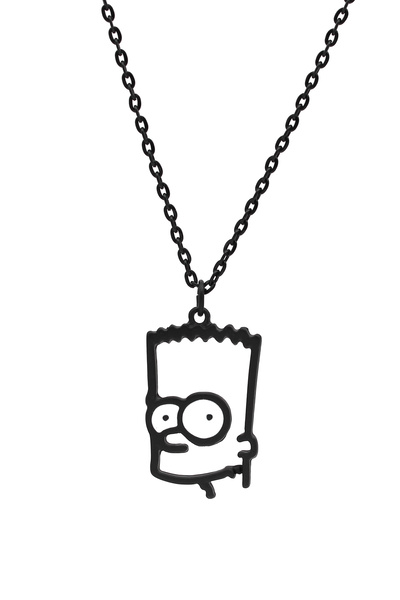 kolbi قلادة The Simpsons Bart Simpson - مع سلسلة كلاسيكية باللون الأسود المينا