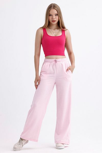MD trend Wide Leg and Elastic Waist Basic Women's Sweatpants