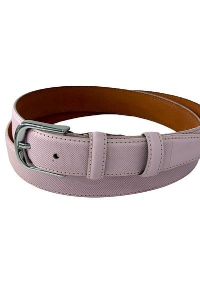 Süzer Deri 100% Genuine Roys Leather Women's Belt with Nickel Buckle - 3 Cm Width, Stitched, Powder Pink
