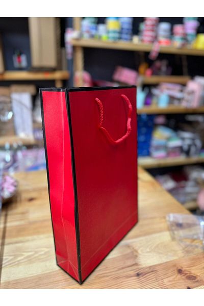 demontecraft Χάρτινη τσάντα 26x40 με κόκκινο πλαίσιο - 2 τεμάχια