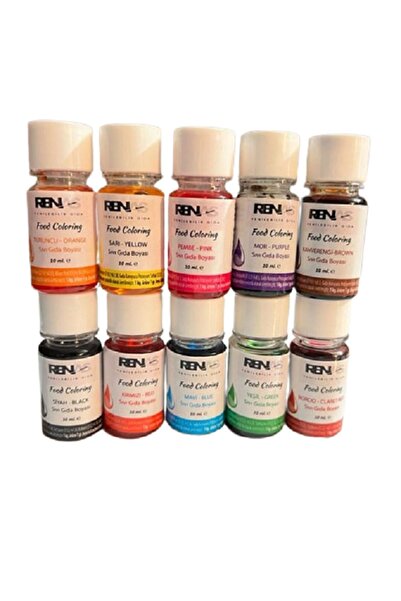 DizayNova Renas Sıvı Gıda Boyası Su Bazlı 10 ml 10 Lu Set