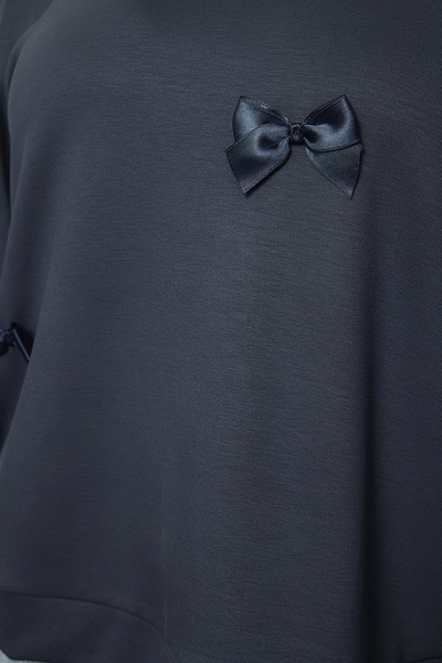 Trendyol Curve Γκρι φούτερ με κουμπιά μεγάλου μεγέθους - TBBAW25AO00004