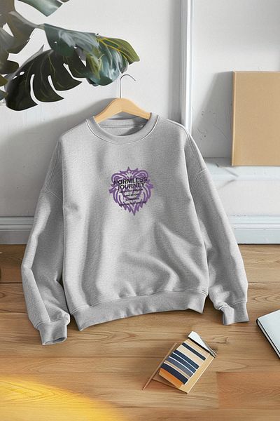 Edit by Trendyol Ζεστό φούτερ Unisex Grey Crew Neck - Κανονική εφαρμογή TEDAW25SW00035