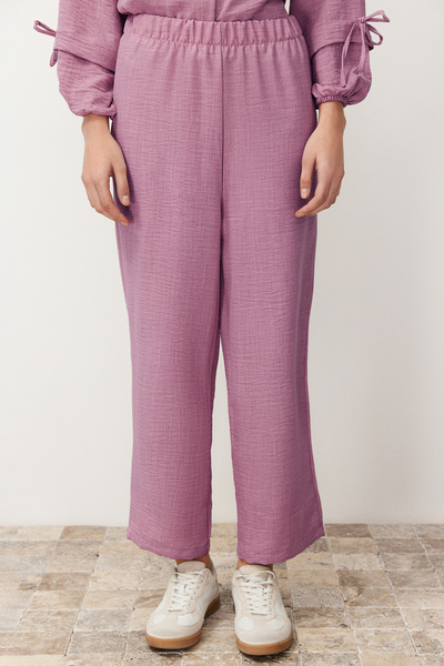 Trendyol Modest Powder Linen Look Woven Top and Bottom Set TCTSS24US00062