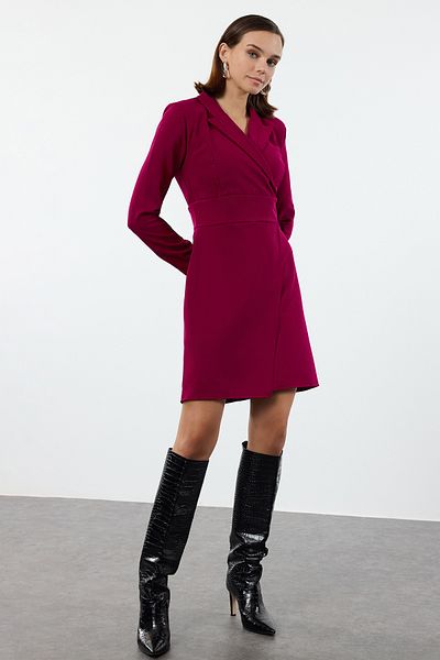 Trendyol Collection Rochie mini țesută mov deschis la două piept TWOSS23EL00113