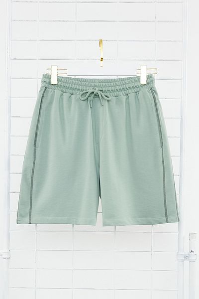 Trendyol Collection Μέντα κανονική/κανονική εφαρμογή Περισσότερη σταθερή ραφή αντίθεσης Λεπτομέρεια 100% βαμβακερό σορτς TMNSS24SR00043