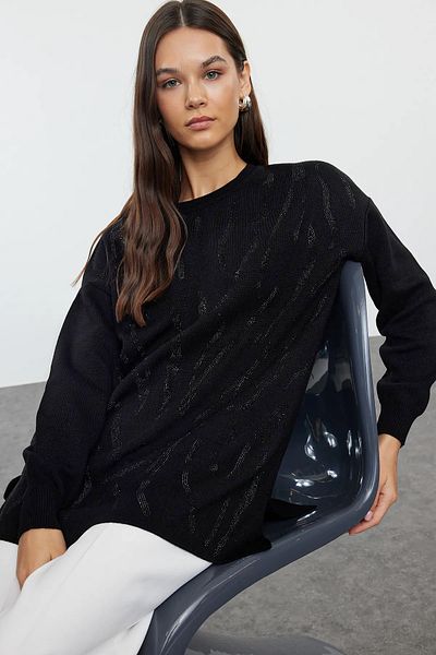 Trendyol Modest Pulover de tricotaj - brodat cu piatră neagră, TCTAW25AK00043