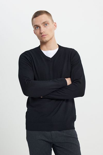 ALTINYILDIZ CLASSICS Schwarzer Strickpullover mit V-Ausschnitt für Herren - Standard Passform