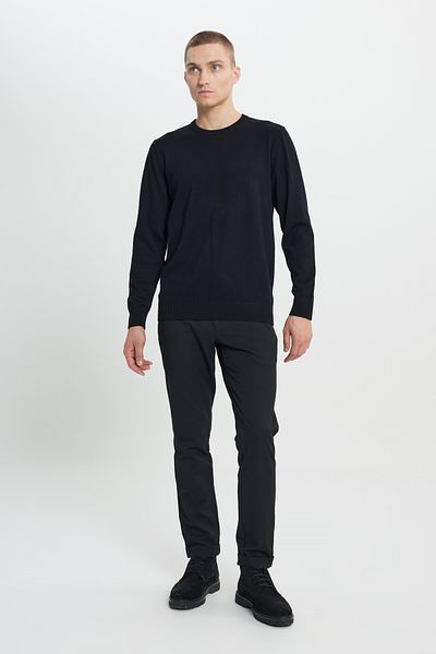 ALTINYILDIZ CLASSICS Schwarzer Herren-Strickpullover mit normaler Passform und normalem Schnitt und Rundhalsausschnitt