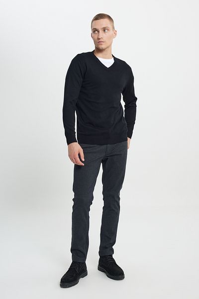 ALTINYILDIZ CLASSICS Schwarzer Strickpullover mit V-Ausschnitt für Herren - Standard Passform