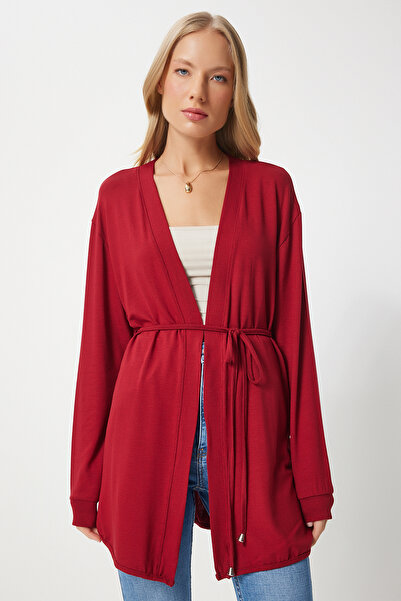 Happiness İstanbul Red Women's Knitted Knitwear Seasonal Cardigan - En00620